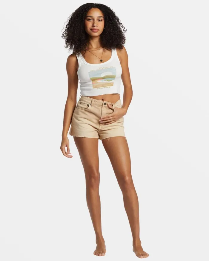 Billabong The Golden West Cropped Tank Top Salt Crystal Womens Tops Billabong The Golden West Cropped Tank Top Salt Crystal Womens Tops