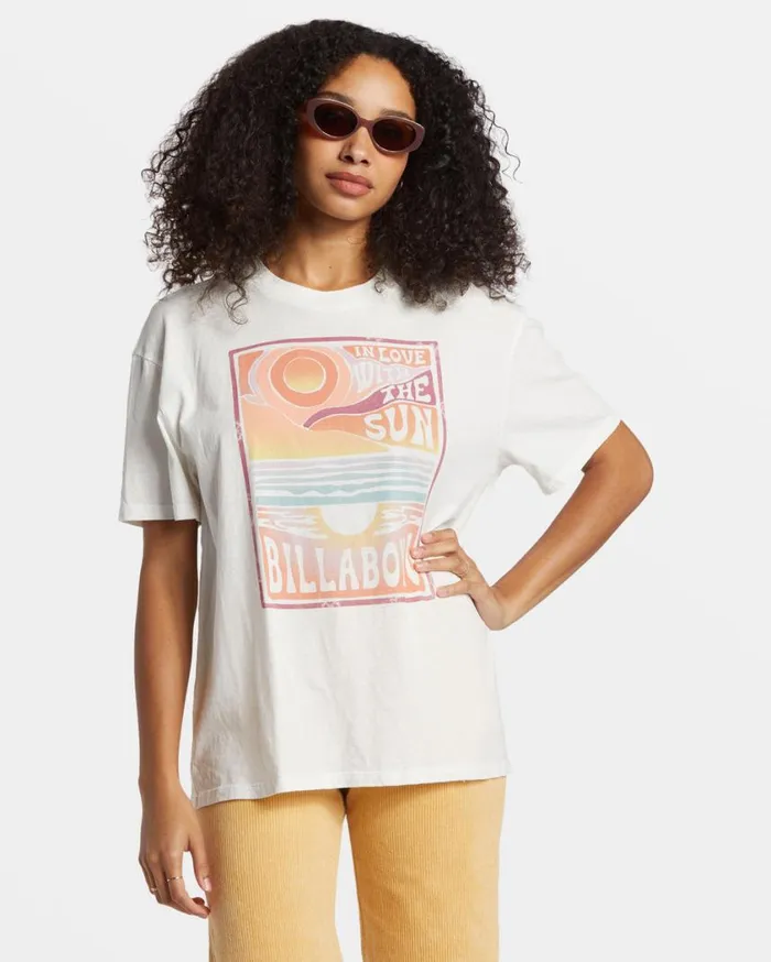 Billabong With The Sun TShirt Salt Crystal Womens Graphic Tees and Tanks