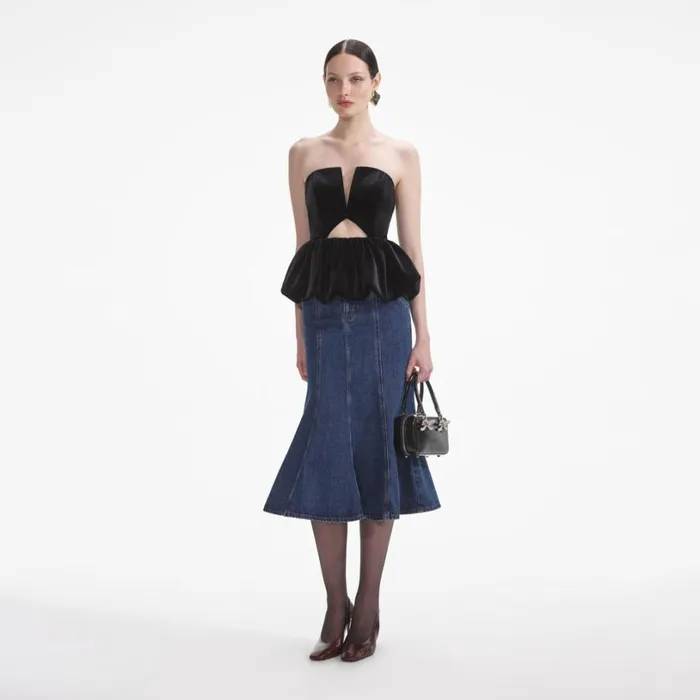 Black Velvet Bandeau Top Women Self Portrait Tops Black Velvet Bandeau Top Women Self Portrait Tops