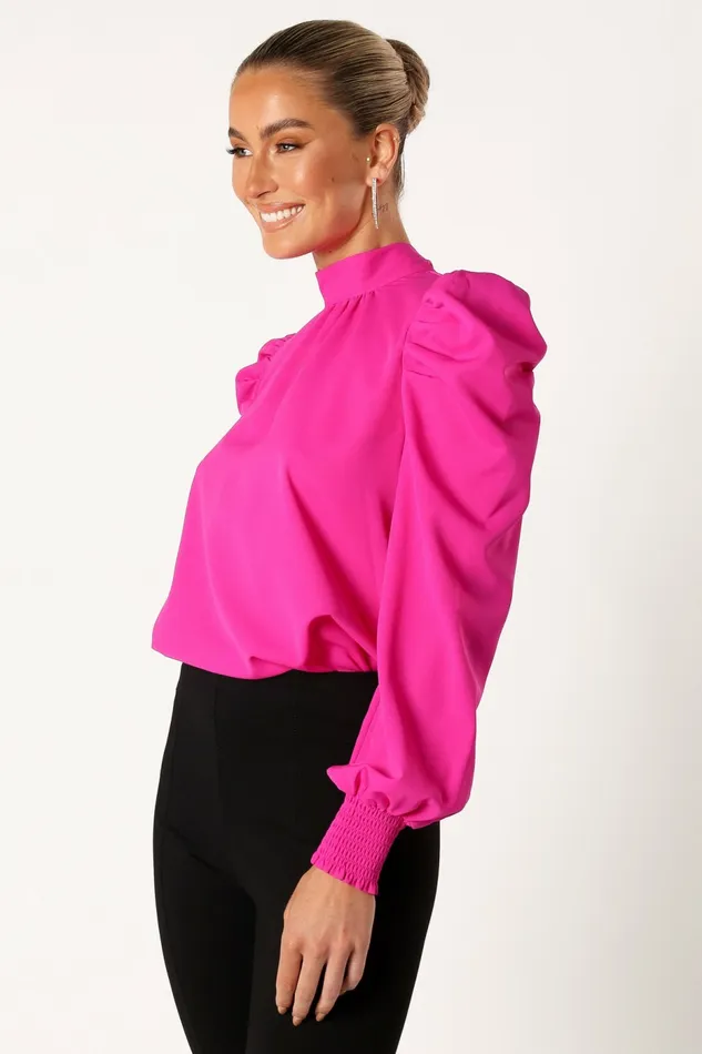 Blouses and Shirts Women Jenny Puff Sleeve Blouse Magenta Petal and Pup
