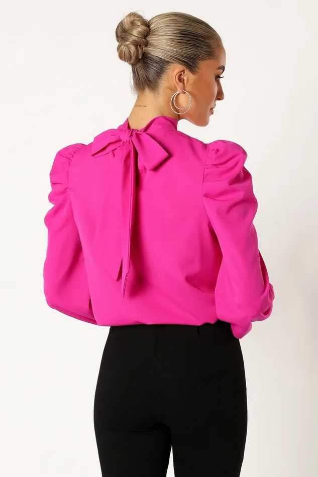 Blouses and Shirts Women Jenny Puff Sleeve Blouse Magenta Petal and Pup