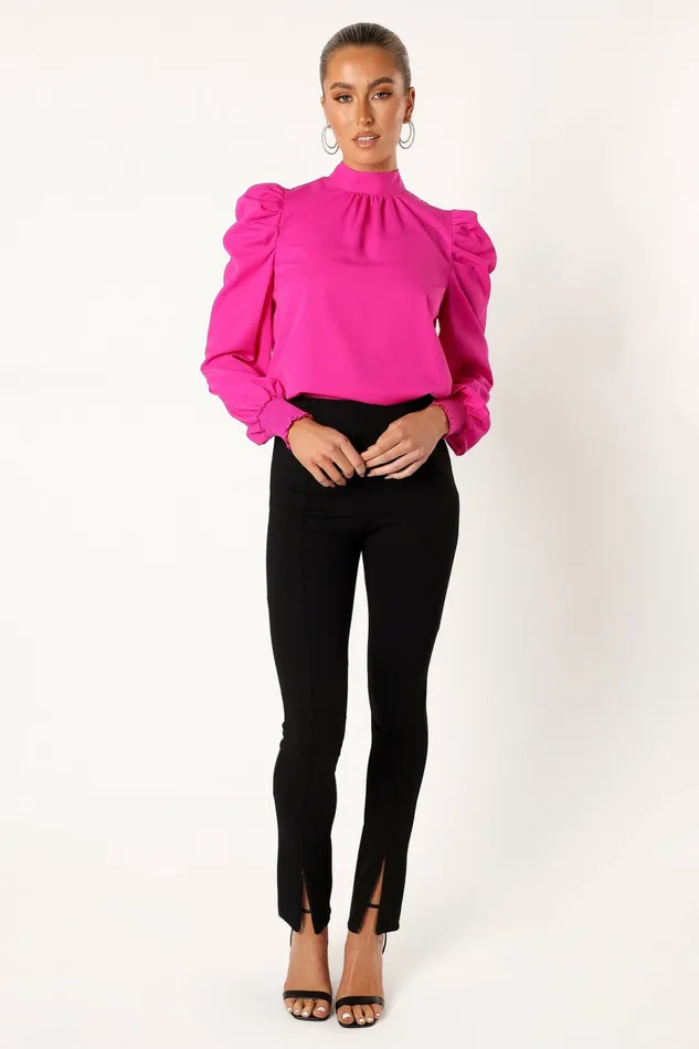 Blouses and Shirts Women Jenny Puff Sleeve Blouse Magenta Petal and Pup