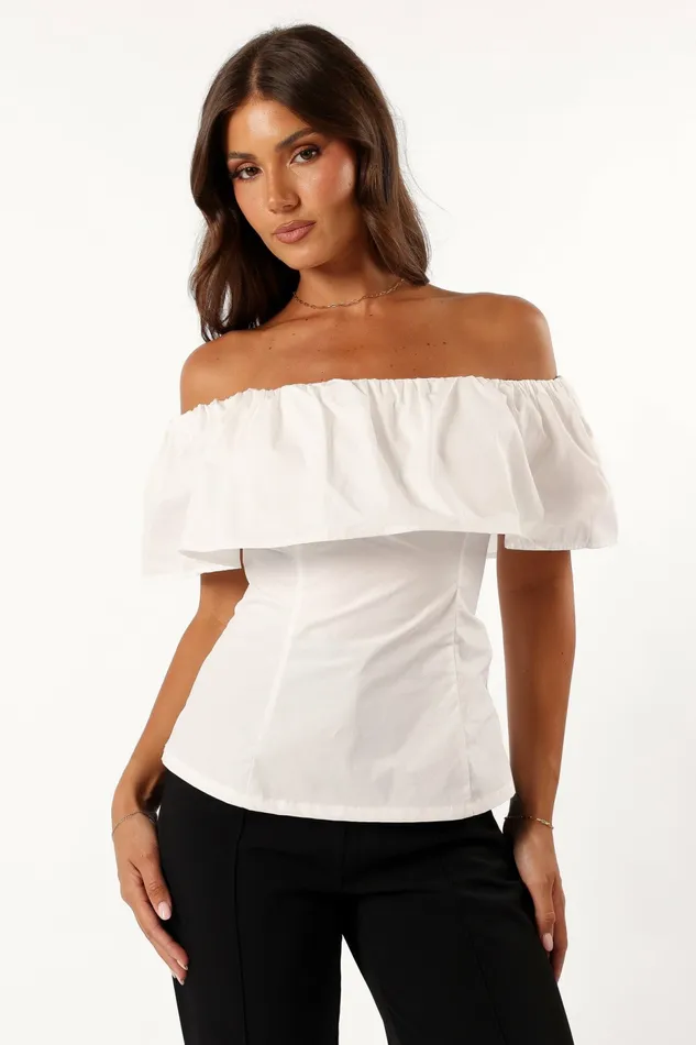 Blouses and Shirts Women Petal and Pup Emery Off The Shoulder Top White