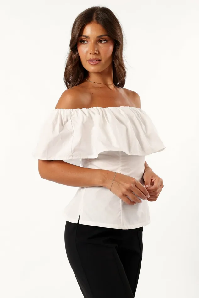 Blouses and Shirts Women Petal and Pup Emery Off The Shoulder Top White