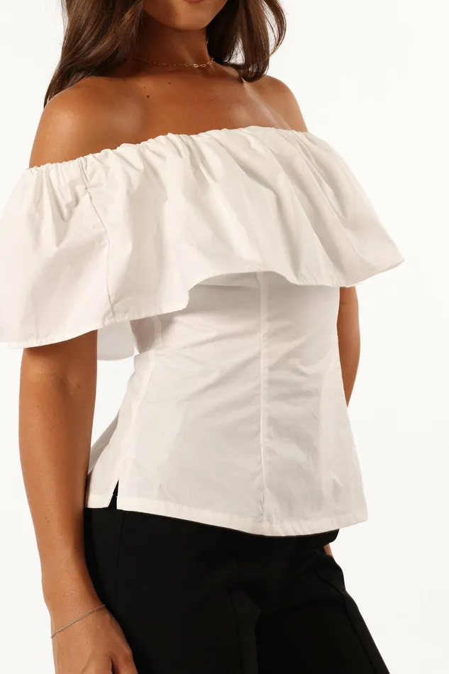 Blouses and Shirts Women Petal and Pup Emery Off The Shoulder Top White