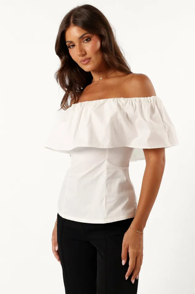 Blouses and Shirts Women Petal and Pup Emery Off The Shoulder Top White