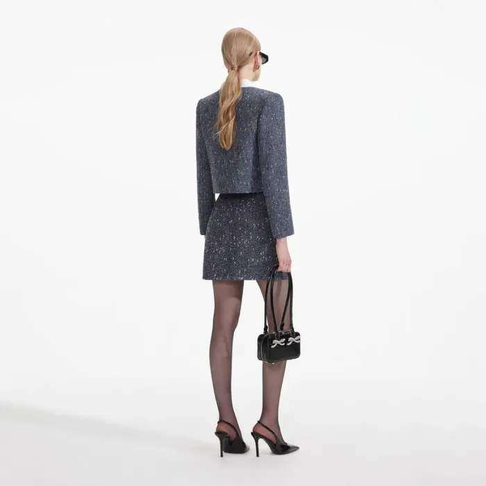 Blue Boucle Jacket Women Self Portrait Outerwear Blue Boucle Jacket Women Self Portrait Outerwear