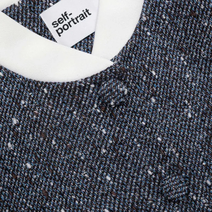 Blue Boucle Jacket Women Self Portrait Outerwear Blue Boucle Jacket Women Self Portrait Outerwear