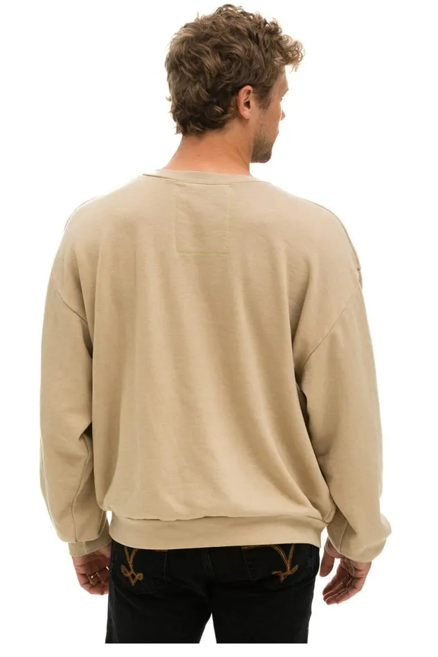 Bolt 2 Relaxed Crew Sweatshirt 8211 Sand Neon Pink WomenMen Aviator Nation Sweatshirts