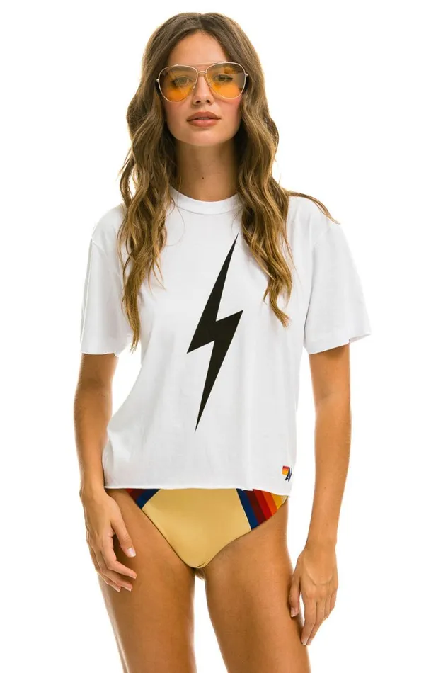 Bolt Boyfriend Tee 8211 White Women Aviator Nation Tees