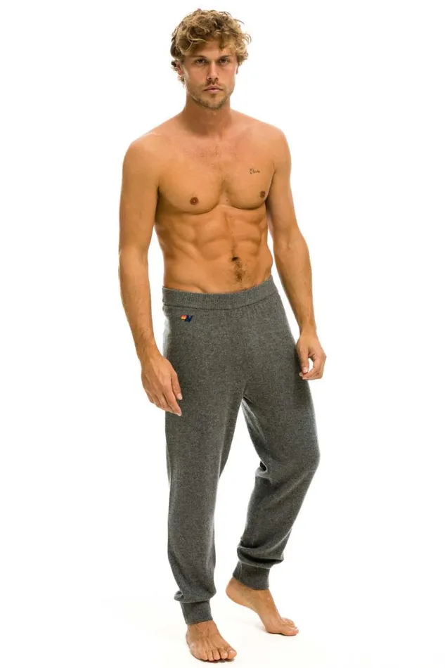 Bolt Cashmere Light Sweater Pant Deep Heather Black Bolt Men Aviator Nation Sweatpants