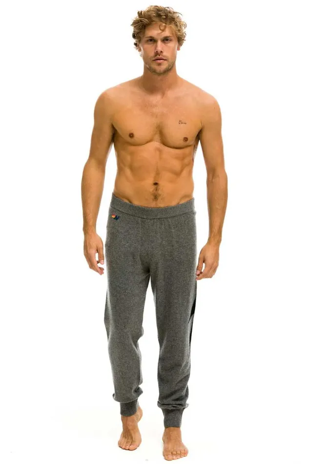 Bolt Cashmere Light Sweater Pant Deep Heather Black Bolt Men Aviator Nation Sweatpants