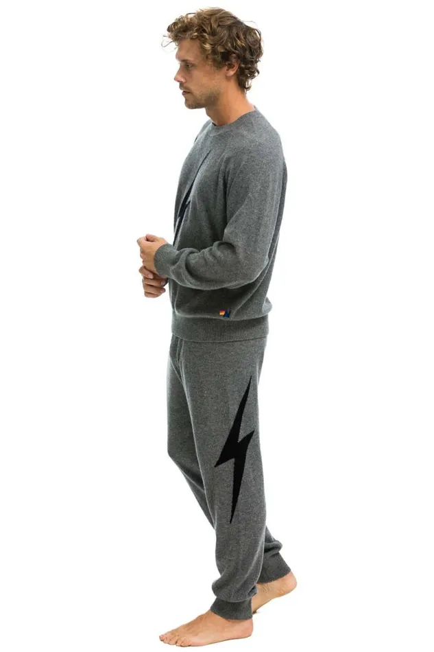 Bolt Cashmere Light Sweater Pant Deep Heather Black Bolt Men Aviator Nation Sweatpants