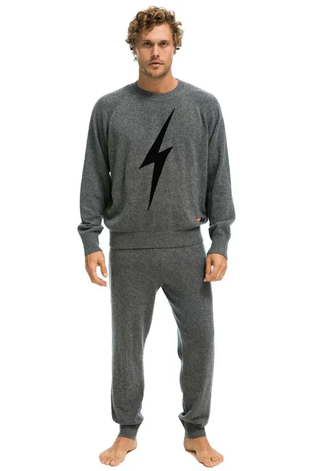 Bolt Cashmere Light Sweater Pant Deep Heather Black Bolt Men Aviator Nation Sweatpants