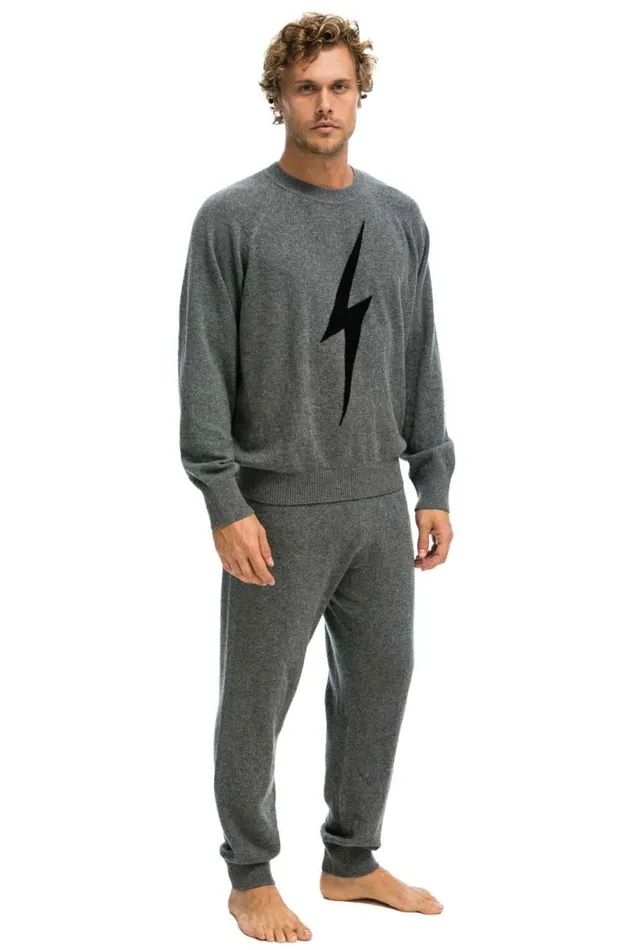 Bolt Cashmere Light Sweater Pant Deep Heather Black Bolt Men Aviator Nation Sweatpants