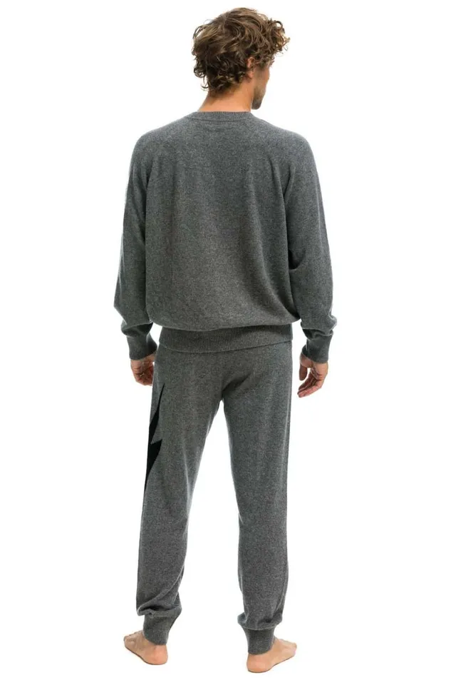 Bolt Cashmere Light Sweater Pant Deep Heather Black Bolt Men Aviator Nation Sweatpants