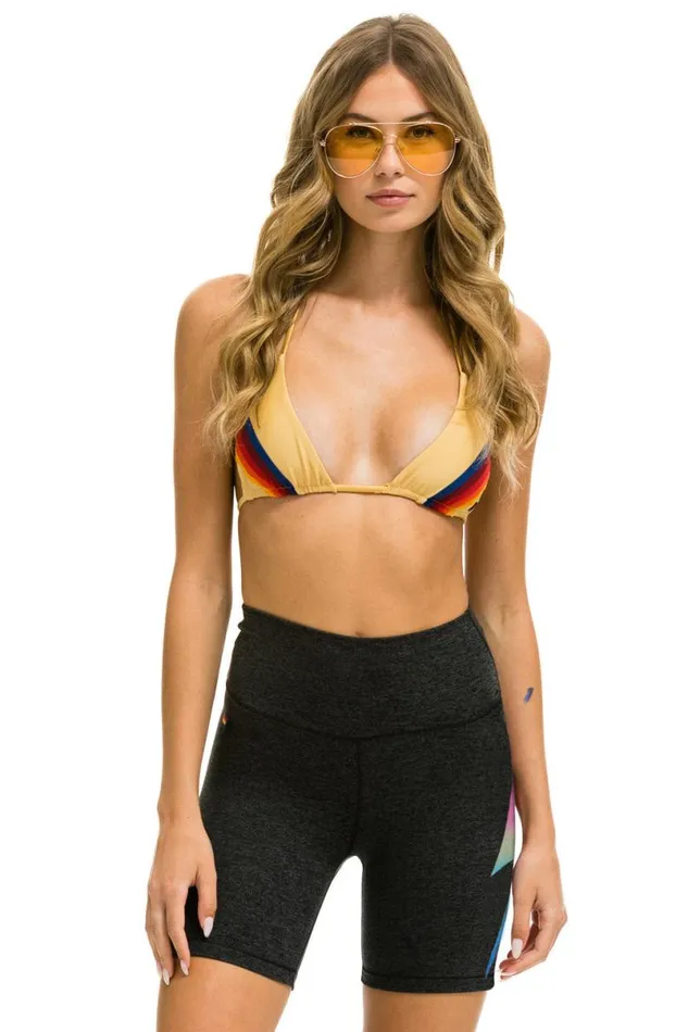 Bolt Fade 6in HiRise Biker Short Charcoal Rainbow Pink Women Aviator Nation Shorts