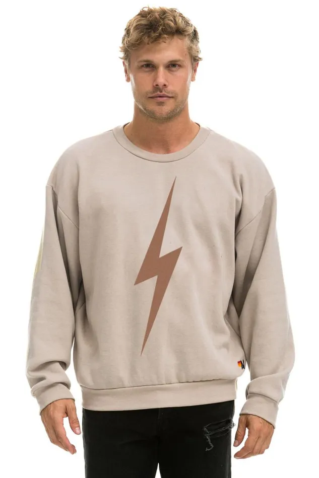 Bolt Relaxed Crew Sweatshirt 8211 Sand Mocha WomenMen Aviator Nation Sweatshirts