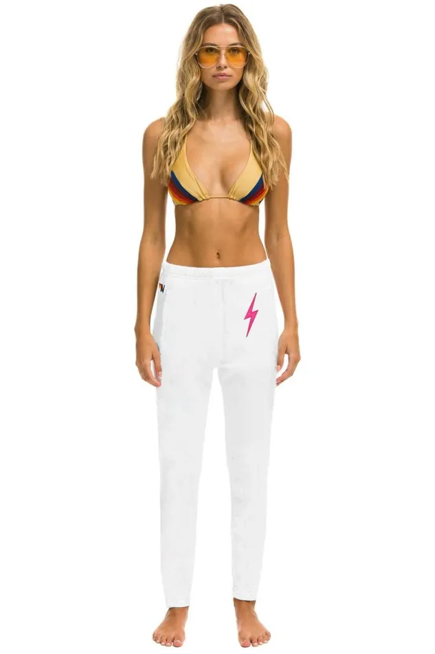 Bolt Stitch Jogger Sweatpants 8211 White Neon Pink Women Aviator Nation Sweatpants