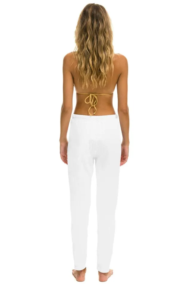 Bolt Stitch Jogger Sweatpants 8211 White Neon Pink Women Aviator Nation Sweatpants