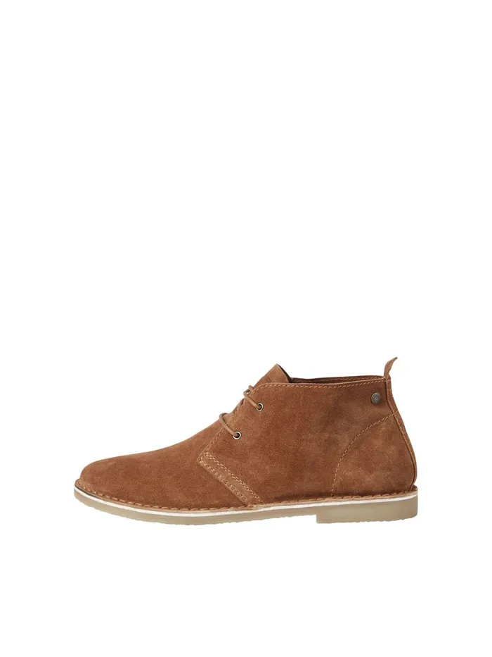 Boots JACK and JONES Mens COW LEATHER DESERT BOOTS Brown Cognac Gift Ideas