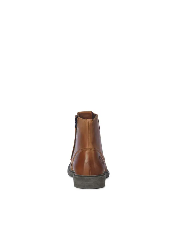 Boots JACK and JONES Mens LACEUP LEATHER BOOTS Brown Cognac Casaul
