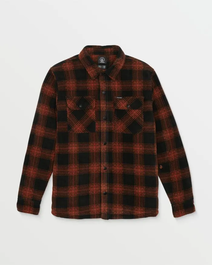 Bowered Fleece Long Sleeve 8211 Burnt Sienna Mens Volcom Hoodies and Sweatshirts