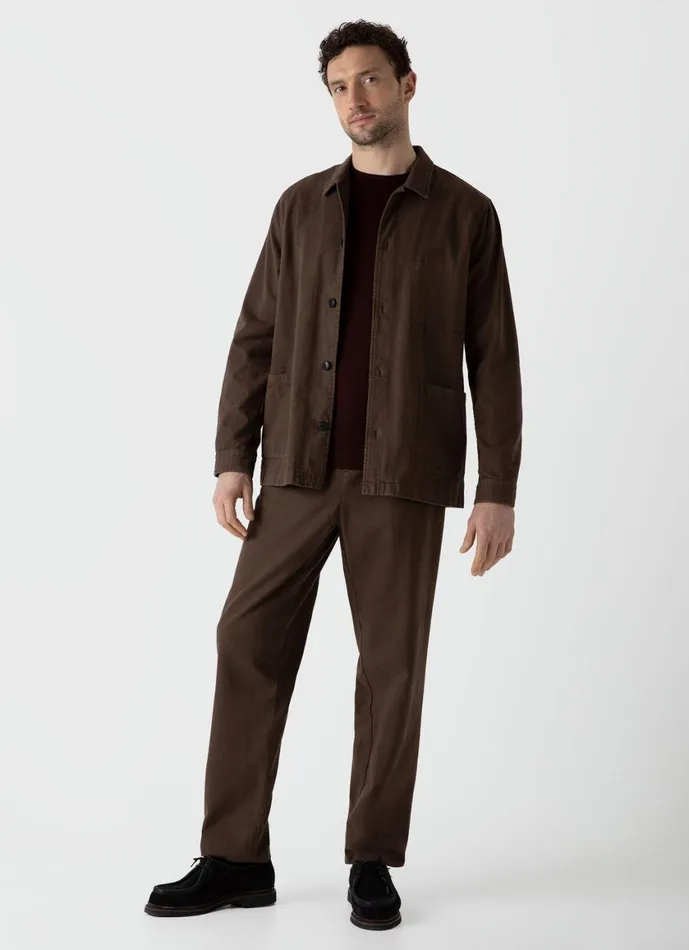 Brushed Cotton Twin Pocket Jacket Mid Brown Men SUNSPEL Jackets and Coats