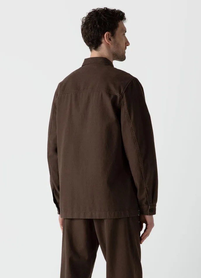 Brushed Cotton Twin Pocket Jacket Mid Brown Men SUNSPEL Jackets and Coats