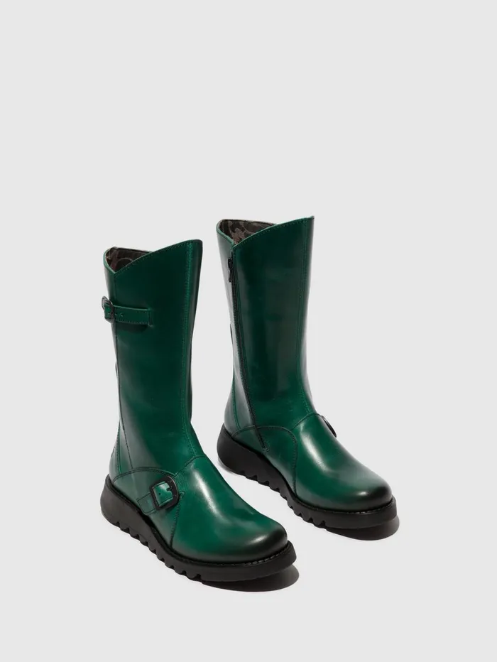 Buckle Boots MES 2 SHAMROCK GREEN BLACK SOLE Women Fly London Boots
