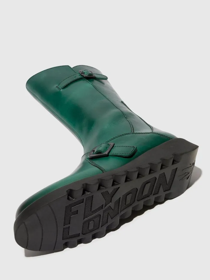 Buckle Boots MES 2 SHAMROCK GREEN BLACK SOLE Women Fly London Boots