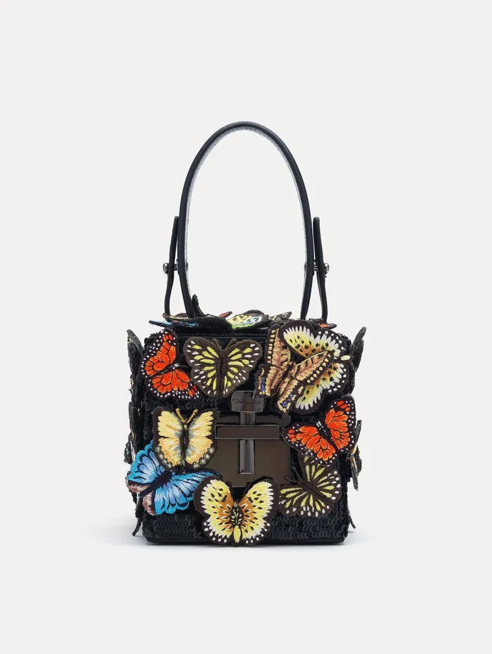 Butterfly Appliqu Alibi Cube Black Multi Women Oscar De La Renta Handbags