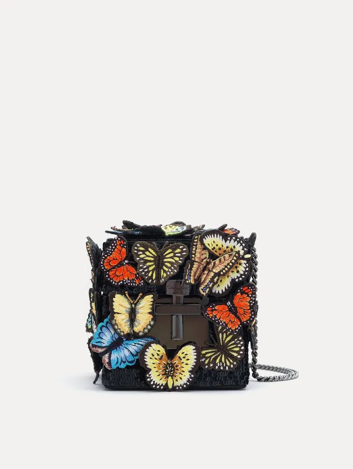 Butterfly Appliqu Alibi Cube Black Multi Women Oscar De La Renta Handbags Butterfly Appliqu Alibi Cube Black Multi Women Oscar De La Renta Handbags