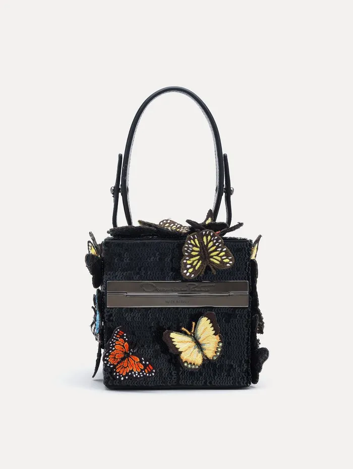 Butterfly Appliqu Alibi Cube Black Multi Women Oscar De La Renta Handbags Butterfly Appliqu Alibi Cube Black Multi Women Oscar De La Renta Handbags