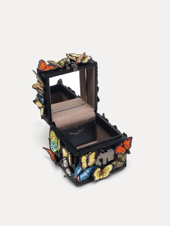 Butterfly Appliqu Alibi Cube Black Multi Women Oscar De La Renta Handbags Butterfly Appliqu Alibi Cube Black Multi Women Oscar De La Renta Handbags