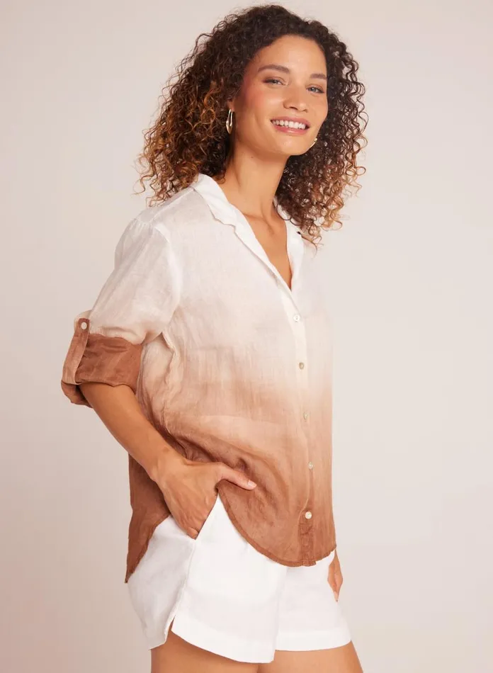 Button Down Women Bella Dahl Capri Button Down 8211 Coconut Ombre Dye