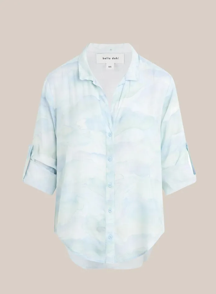 Button Down Women Bella Dahl Capri Button Down Shirt 8211 Waves Camo Print