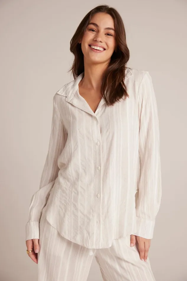 Button Down Women Bella Dahl Flowy Button Down 8211 White Sand Stripe