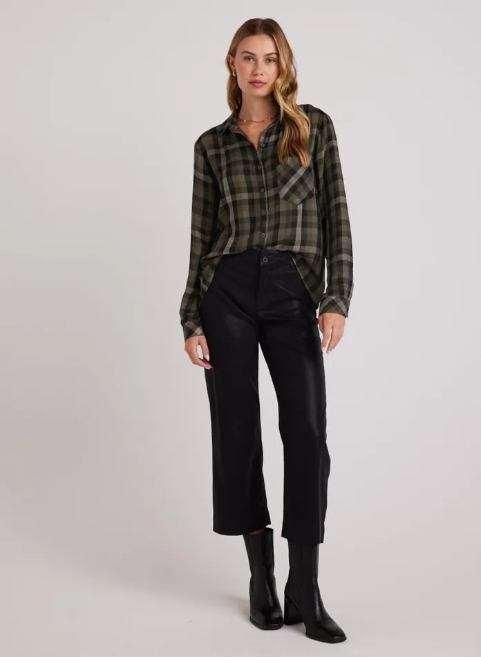 Button Down Women Bella Dahl Slouchy Pocket Button Down 8211 Olive Plaid