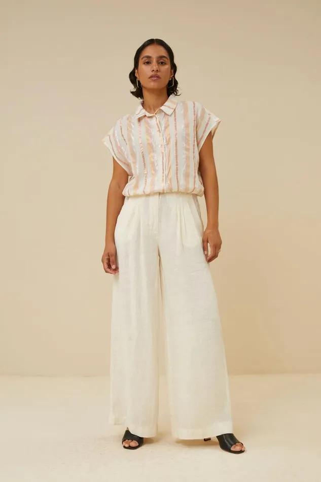 ByBar Blouses Vrouwelijk Bieke Gloss Stripe Blouse Pastel Gloss Stripe