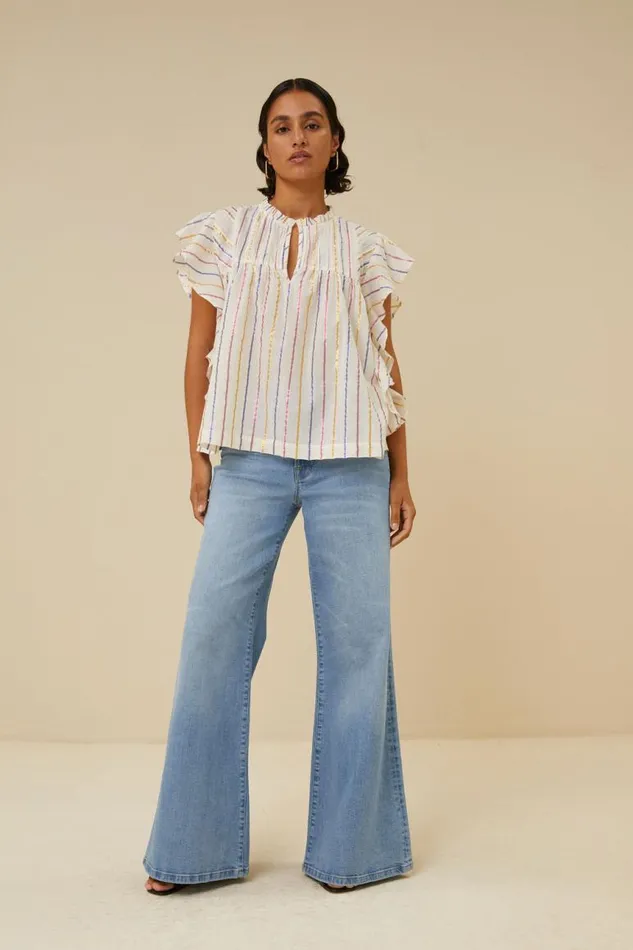 ByBar Blouses Vrouwelijk Danee La Stripe Blouse Cerise