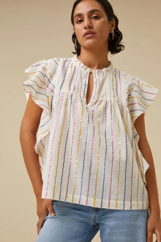 ByBar Blouses Vrouwelijk Danee La Stripe Blouse Cerise ByBar Blouses Vrouwelijk Danee La Stripe Blouse Cerise