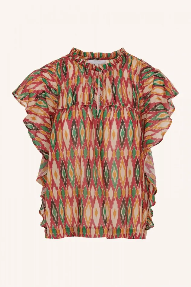 ByBar Blouses Vrouwelijk Danee Summer Ikat Blouse Summer Ikat Print ByBar Blouses Vrouwelijk Danee Summer Ikat Blouse Summer Ikat Print