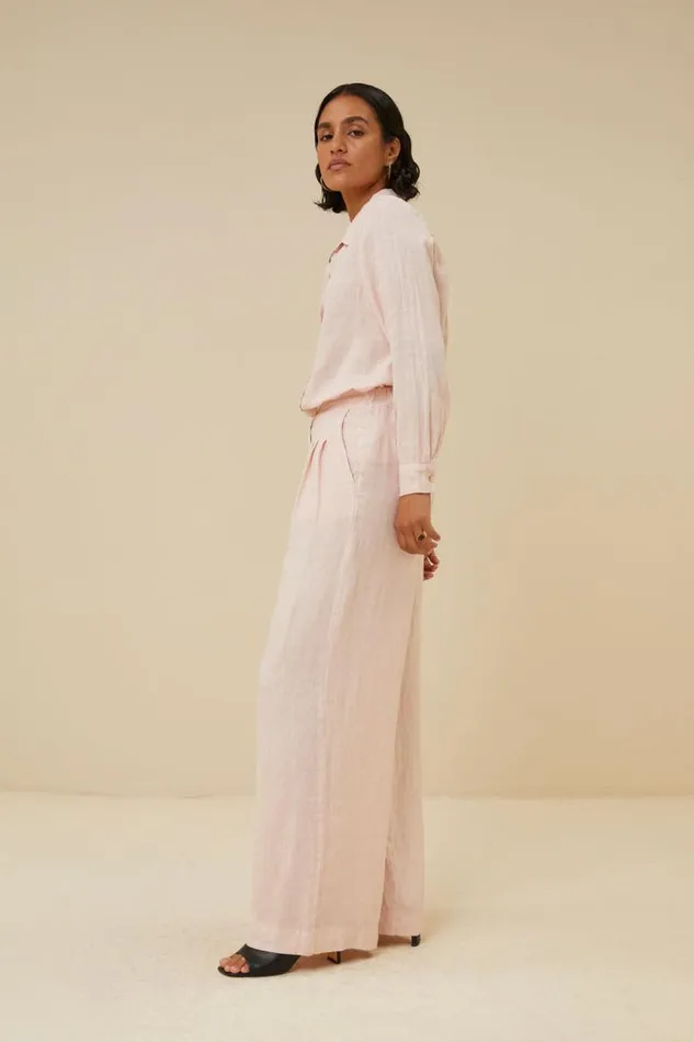ByBar Blouses Vrouwelijk Irene Linen Ls Blouse Cipria Pink ByBar Blouses Vrouwelijk Irene Linen Ls Blouse Cipria Pink