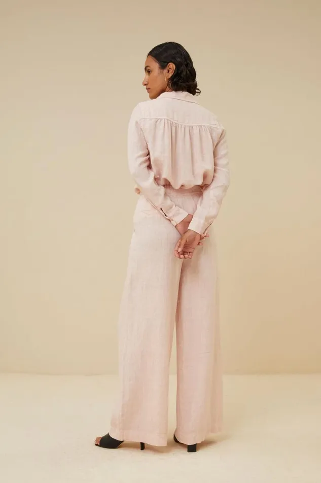 ByBar Blouses Vrouwelijk Irene Linen Ls Blouse Cipria Pink ByBar Blouses Vrouwelijk Irene Linen Ls Blouse Cipria Pink