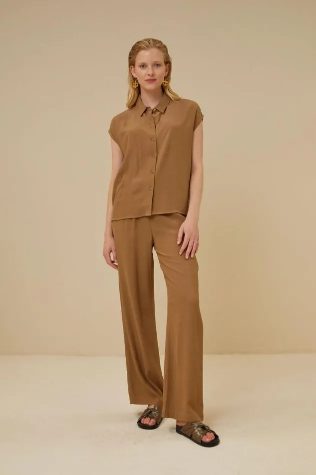 ByBar Blouses Vrouwelijk Kiek Viscose Top Khaki