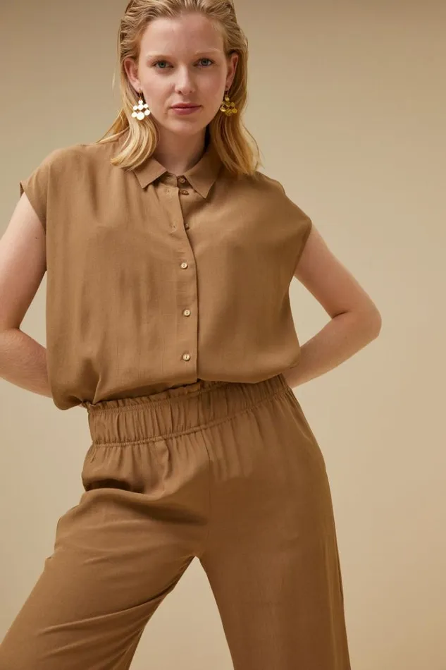 ByBar Blouses Vrouwelijk Kiek Viscose Top Khaki ByBar Blouses Vrouwelijk Kiek Viscose Top Khaki