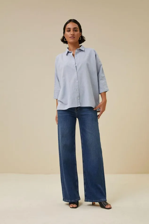ByBar Blouses Vrouwelijk Norel Pin Stripe Blouse Indi Grey