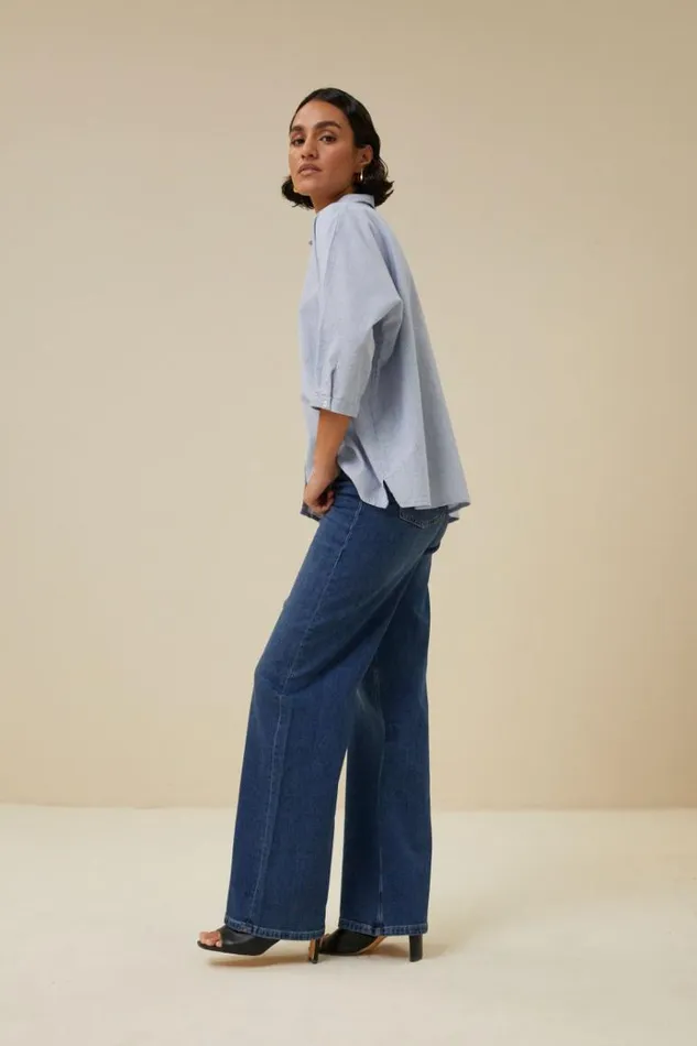 ByBar Blouses Vrouwelijk Norel Pin Stripe Blouse Indi Grey ByBar Blouses Vrouwelijk Norel Pin Stripe Blouse Indi Grey