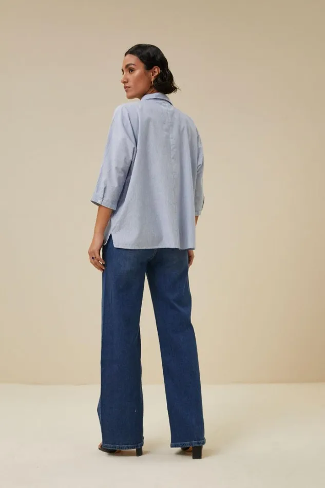 ByBar Blouses Vrouwelijk Norel Pin Stripe Blouse Indi Grey ByBar Blouses Vrouwelijk Norel Pin Stripe Blouse Indi Grey
